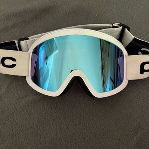 POC White Ski Goggles with Blue Lens